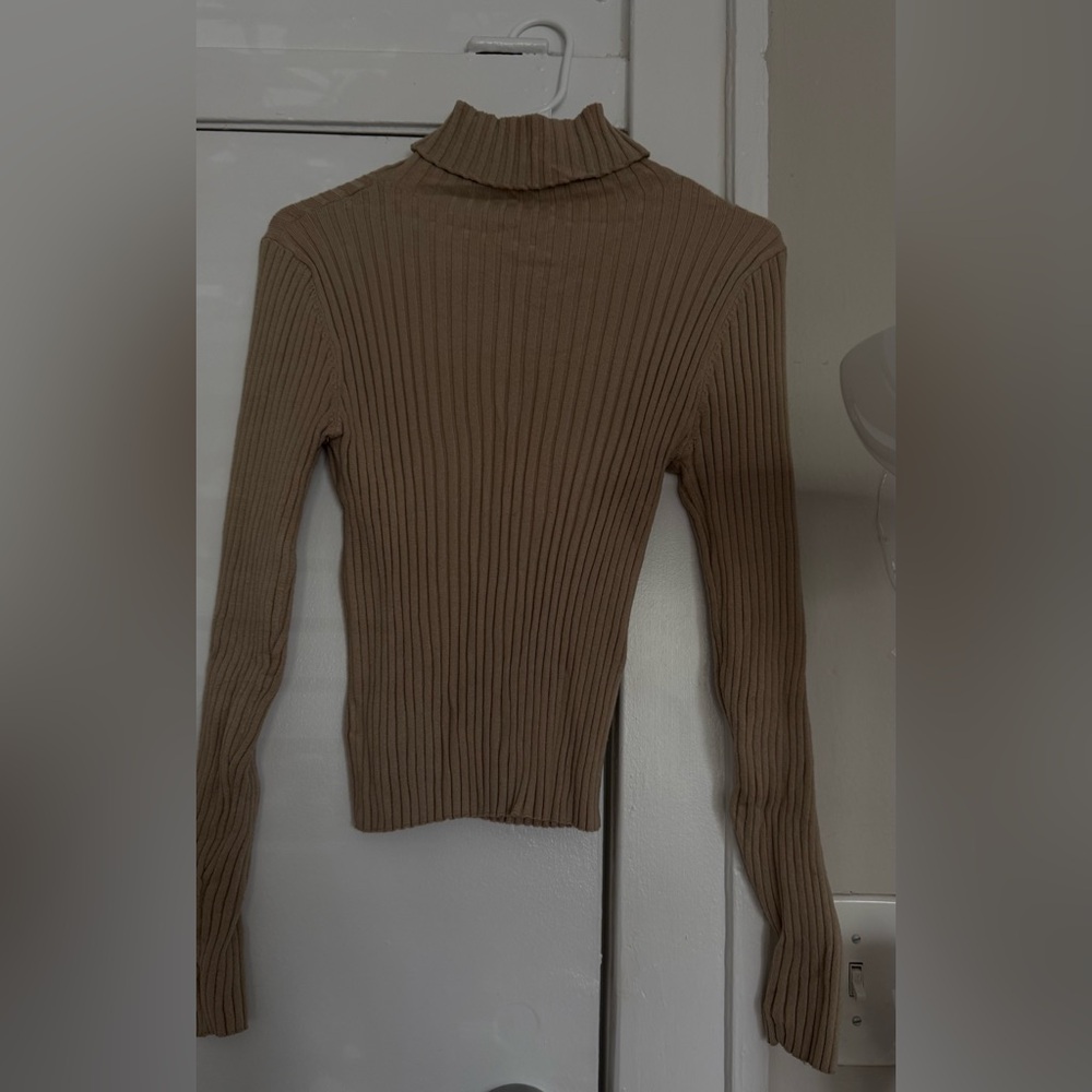 Ribbed Tan Long Sleeve Sweater